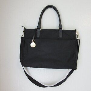 LO & SONS Brookline Black Nylon Laptop Crossbody Silver Tone Hardware Bag